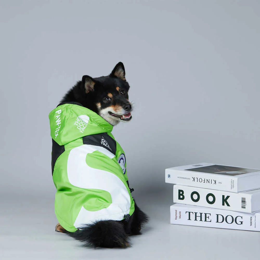 Abbigliamento per cani The Face Cappotto verde antivento impermeabile Giacca per animali Abbigliamento moda