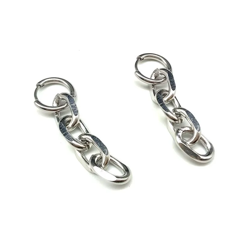 Boucles d'oreilles pendantes en chaîne en acier inoxydable, plaqué or 18 carats, chaîne à maillons, lustre, cadeau pour femmes