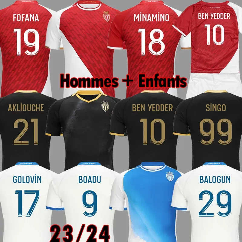 23 24 Maglie da calcio come mOnAcO Home Away 3rd BEN YEDDER MINAMINO BOADU GOLOVIN maillot de foot BALOGUN EMBOLO Flocage Uomo FOFANA Maglia da calcio AKLIOUCHE Akliouche