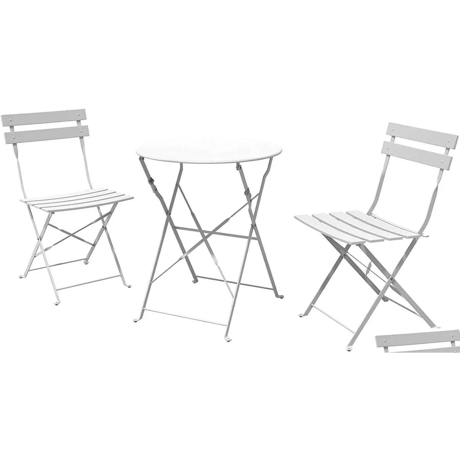 Garden Sets Sr Steel Patio Bistro Set Klappbare Gartenmöbel 3 Stück Klapptisch und Stühle Weiß Drop Delivery Home Dhx54