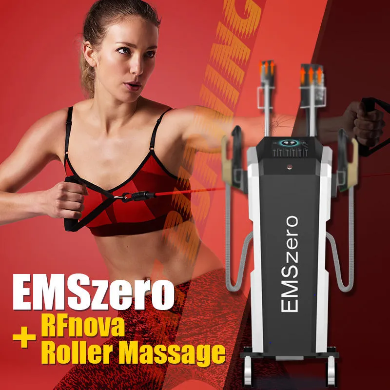 Massaggiatore professionale con rulli EMSzero 2 in 1 Macchina per scolpire i muscoli EMS Stimolatore muscolare EMSlim NEO 4 maniglie con RF 13 Dispositivo per modellare il corpo TESLA per la perdita di peso in salone