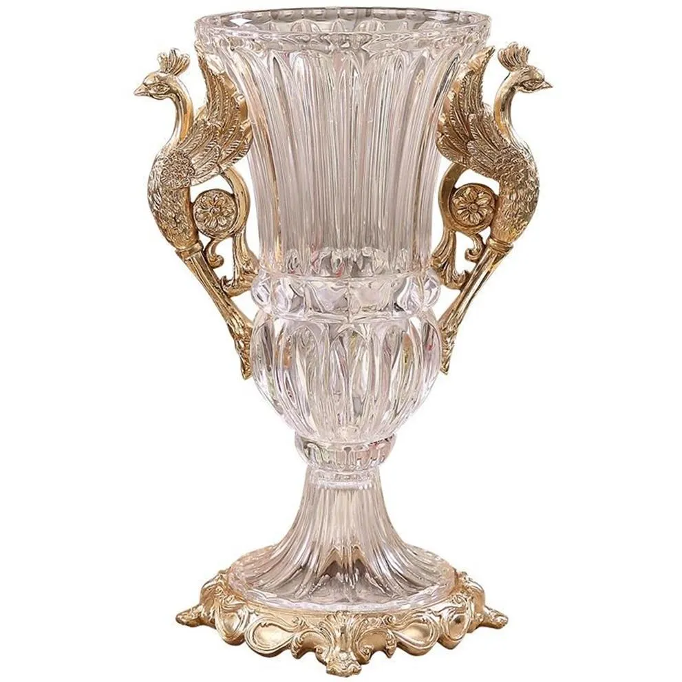 花瓶クリエイティブガラスピーコック花瓶ヨーロッパスタイルの家の装飾モダンドライフラワーインテリア植物ホルダーVaas FlowerEH50VA273G