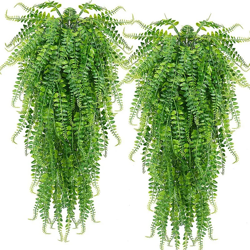 Decorative Flowers Wreaths Artificial Plant Persian Fern Leaves Vines Room Home Garden Decoration Accessories Wedding Party Wall Hanging Balcony 230422