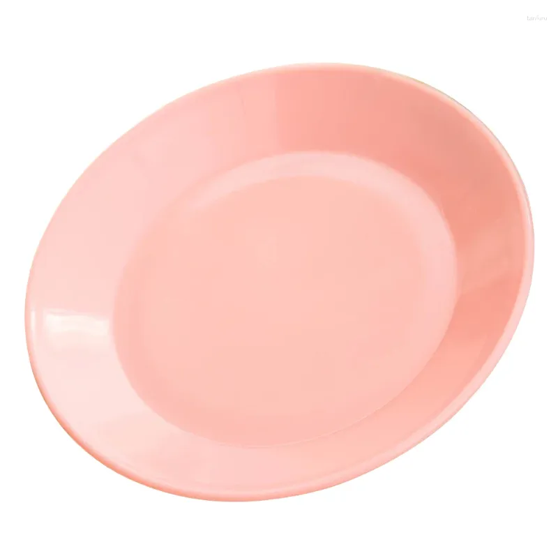 Disposable Dinnerware Round Flat Plates Plastic Dessert Appetizer Plate Snack Fruit Candy Nut Tray (Pink)