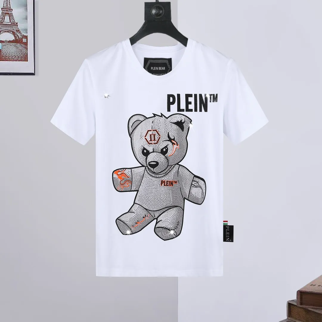 PLEIN BEAR T SHIRT Мужские Дизайнерские Футболки Брендовая Одежда Горный Хрусталь Череп Мужские Футболки Классические Высококачественные Хип-Хоп Уличная Футболка Повседневные Футболки PB 11352