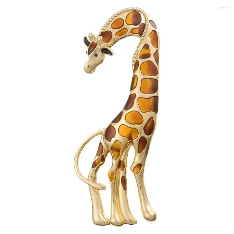 Broschen Geschenktüte Kleidung Label Damen Anzug Accessoires Anstecknadel Tierbrosche Giraffe Emaille