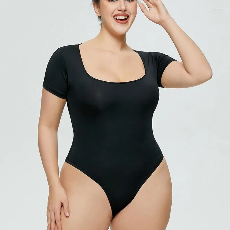 Women's Shapers Seamless Short Sleeve Bodysuit For Women Tummy Control Shapewear Thong Sculpting Body Shaper Classic Full Overbust Tank Top