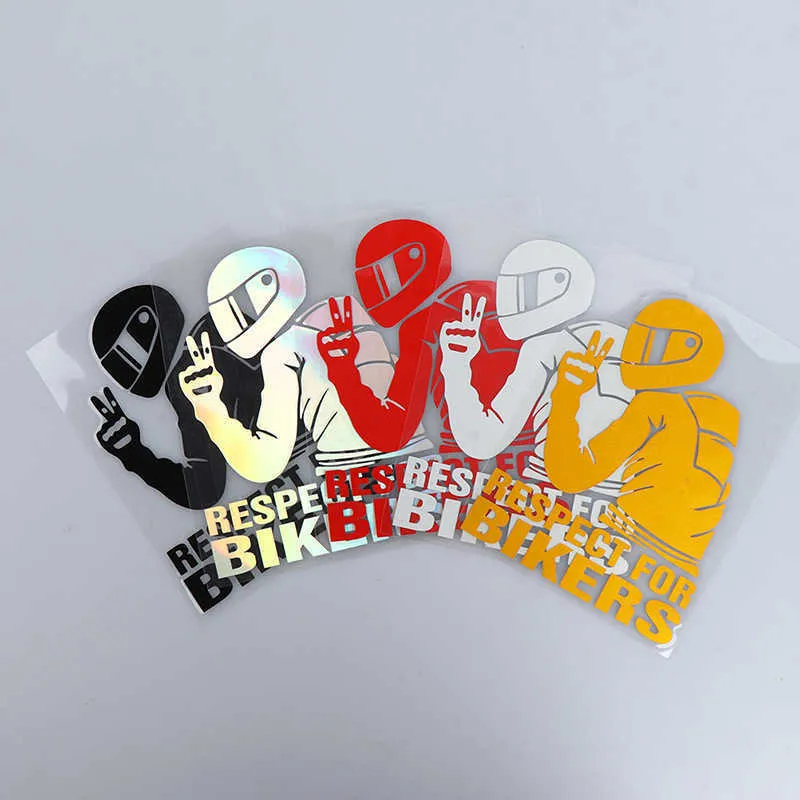 Autocollant Moto Respect For Bikers - 15x11 Cm, Noir, Réfléchissant - Pour Voiture, Casque, Décoration Et Sécurité