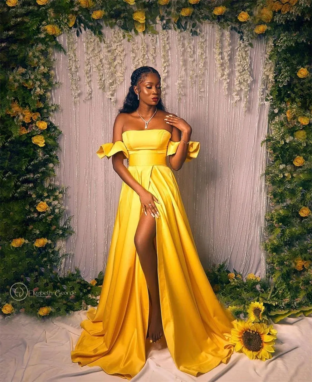 Yellow Satin Backless Gown Design by Deme by Gabriella at Pernia's Pop Up  Shop 2024