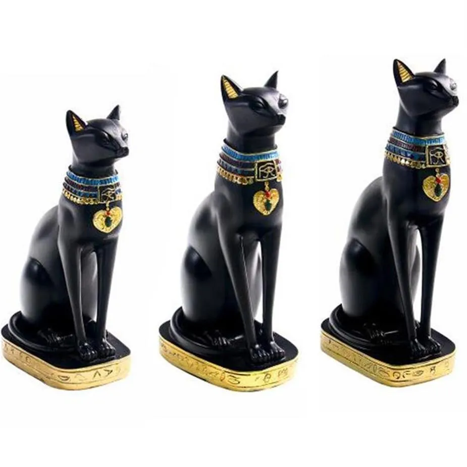 Resina artesanato exótico costumes estatueta estátua gato egípcio deusa bastet estátua decoração para casa presentes ornamentos vintage t20071236h