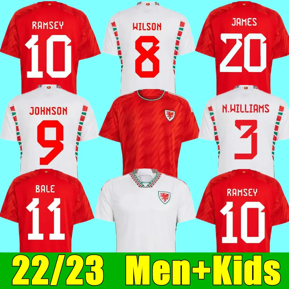 2023 Galler Futbol Forması Balya James Ramsey Futbol Gömlek Ulusal Erkek Çocuklar Yüksek Kaliteli Ev Uzakta Maillots Allen Morrell Wilson B. Davies Moore Johnson