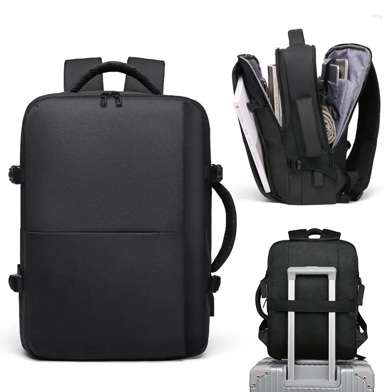 Рюкзак расширяется, пройденные люди с большими возможностями 15,6 дюйма ноутбука USB Зарядка многослойная пространство мужская мешка анти-тела мочила