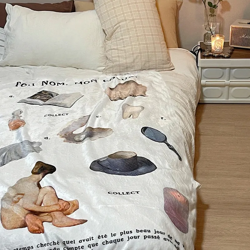 Koc kreatywny retro nordycki koc rzutowy do sofy łóżko miękki koc z sypialnią wystrój zabawny wzory piknik