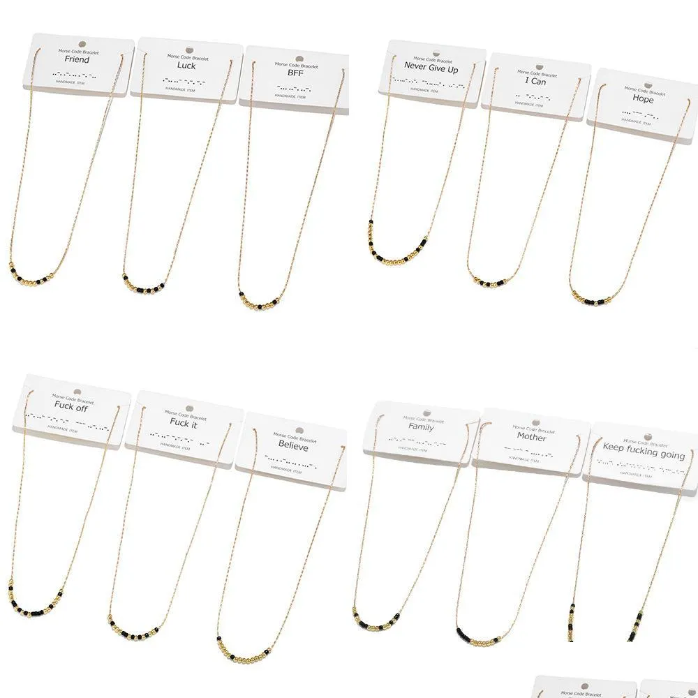 Hänge halsband Morse Code Halsband med kortpärlor på siden mes vänskap halsband inspirerande gåvor för droppleverans smycken n dh2hk
