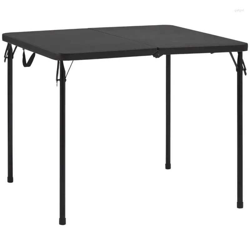 Camp Furniture Mainstays Tavolo quadrato pieghevole in resina da 34 pollici, colore nero intenso