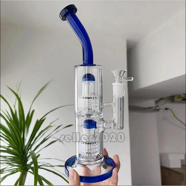 Gravity Glass Bong Narghilè Bong d'acqua matrix perc 14mm Smoke Glass Pipe Recycler Dab Rigs con ciotola da 18mm