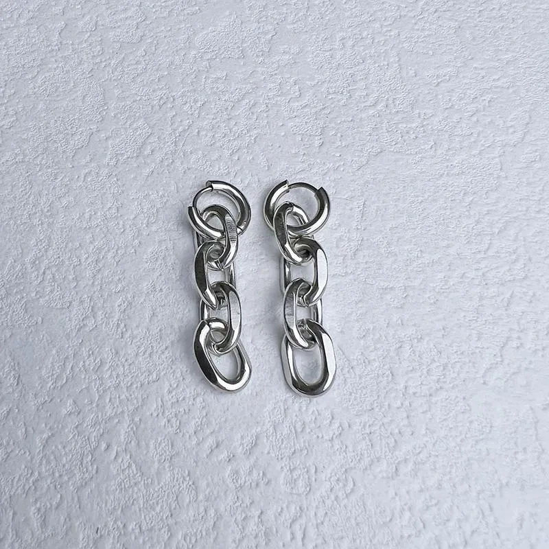 Casual Stainless Steel Chain Dangle Earrings 18k Gold Plating Link Chain Chandelier Earring Women Gift