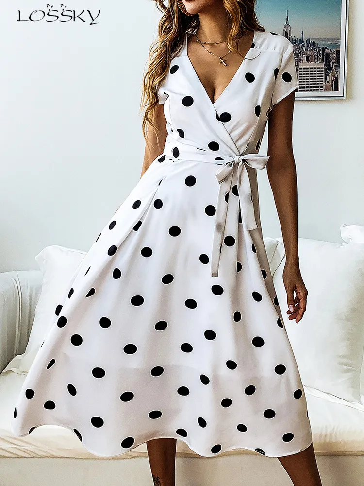 Womens Vintage Polka Dot Summer Dress Casual Short... From Kong04, $13.02  In Bulk | DHgate.Com