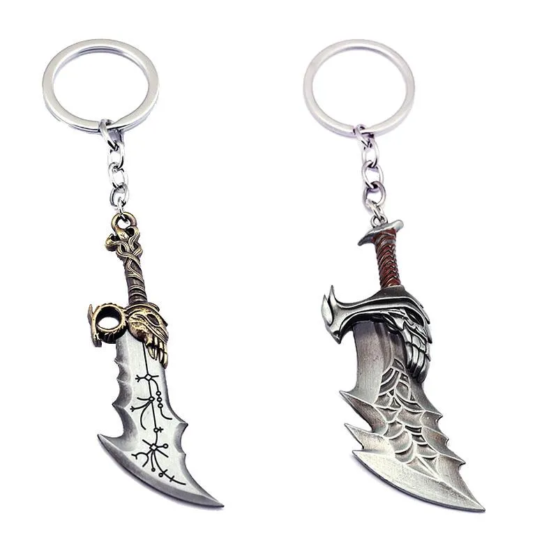 Keychains Game God Of Wars 4 Kratos Shield Axe Keychain Round Chopper Pendant Keyring Dorp Fashion Jewelry Key Chains