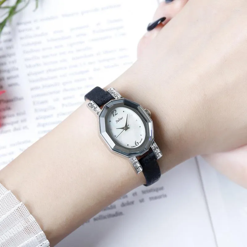 Wristwatches Lady Women's Watch Japan Quartz Mother-of-pearl Fashion Hours Simple Retro Real Leather Girl Birthday Gift Julius No Box