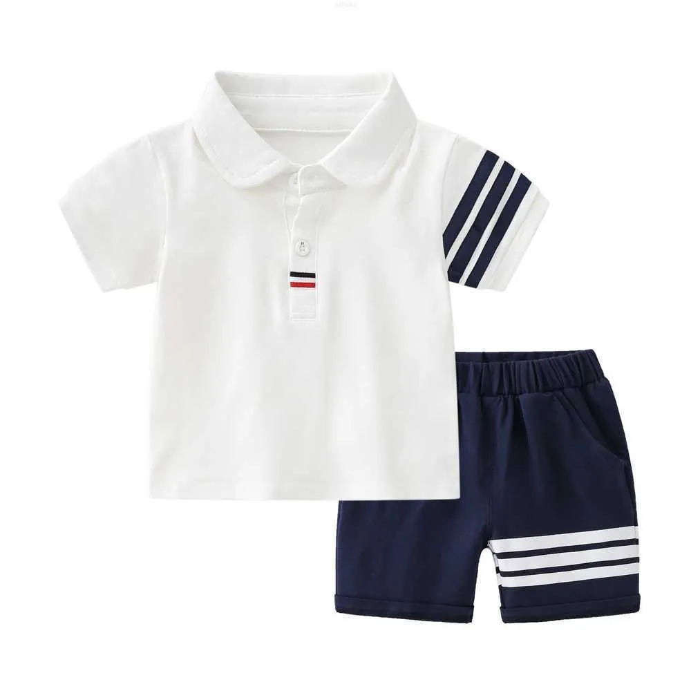 Kleidungssets Sommer Neue Jungen Anzug Kurzarm Revers Poloshirt T-Shirt Shorts Baby Baumwolle Koreanisch Sport Zweiteiliges Set
