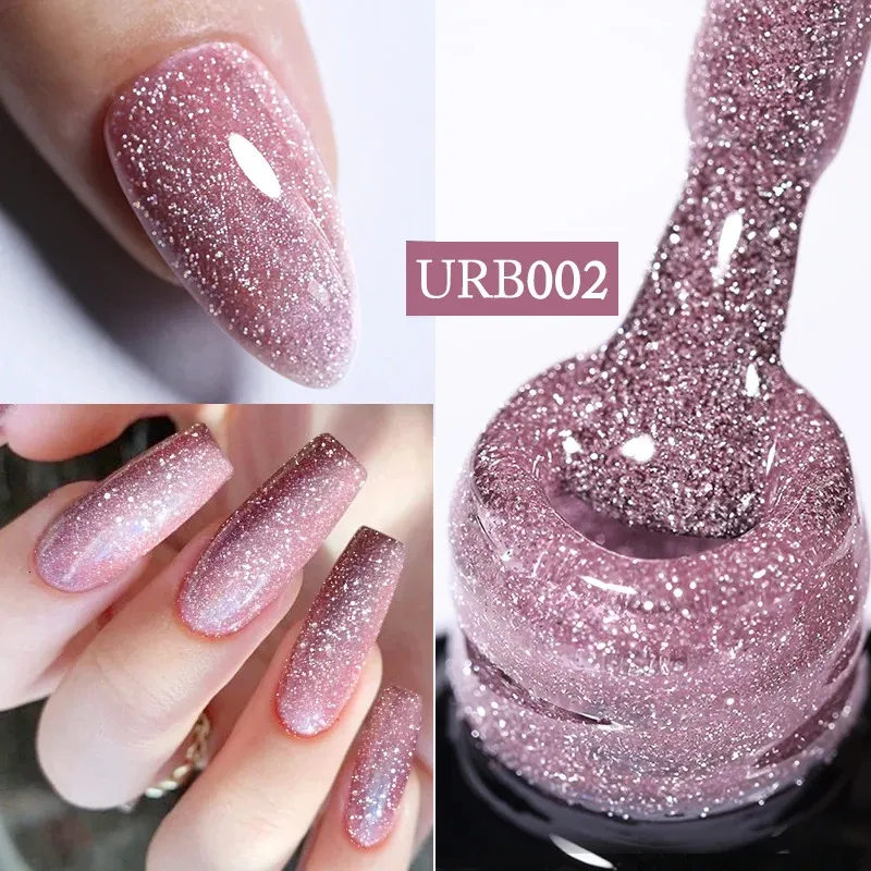 Nagellack ur socker 7 ml reflekterande glitter gummi bas gel nagellack glasflaska mousserande paljetter blöt av uv gel för manikyr 231123