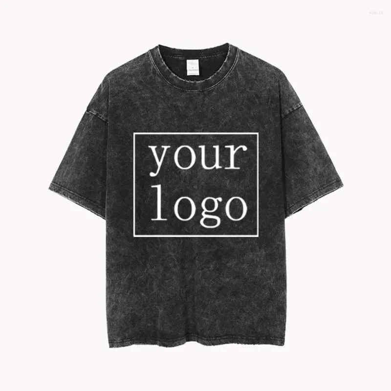 Camisetas masculinas Camiseta personalizada Algodão Moda de Algodão Mulheres/Homem Top Tee DIY Sua própria marca de design Logo Prind Roupas de lembrança
