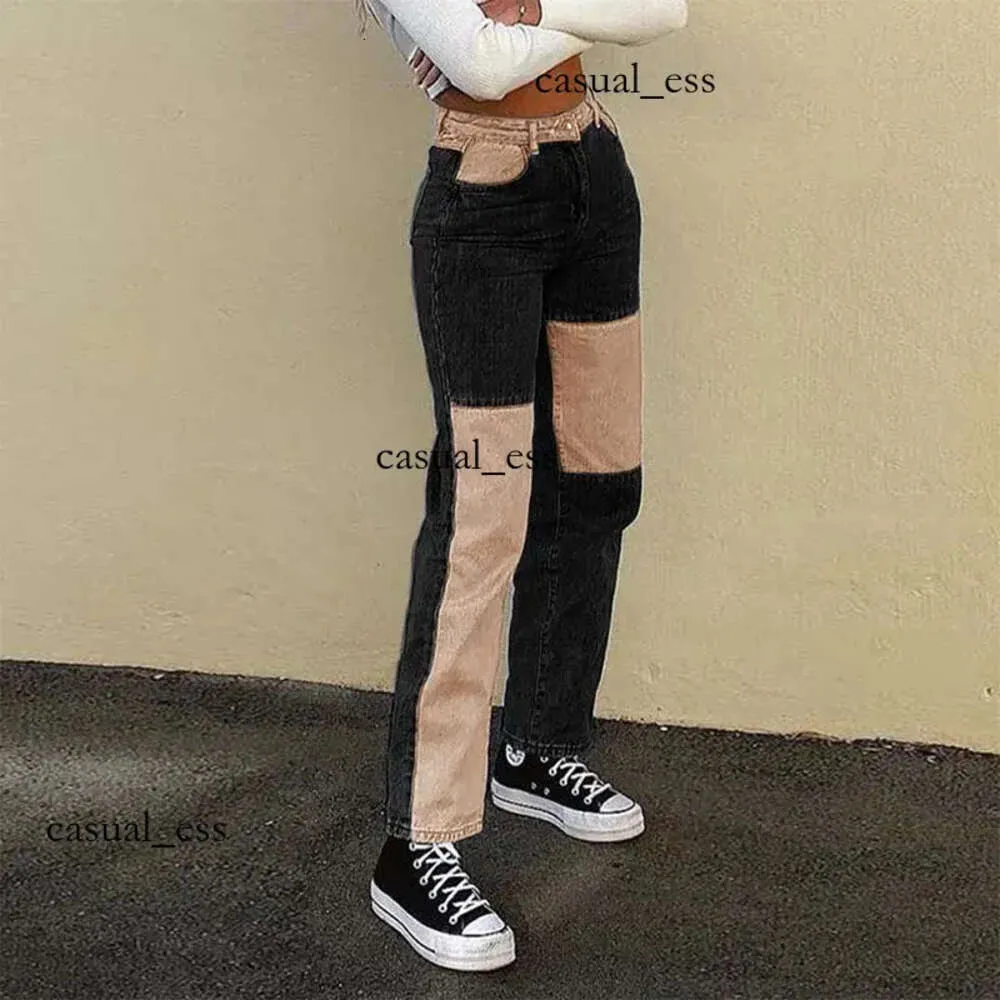 Fashion Designer High Waist Patchwork Straight Jean for Women 2023 Sping Casual Loose Denim Pants Ladies Vintage Boyfriend Mom Jeans 770 dfashion98