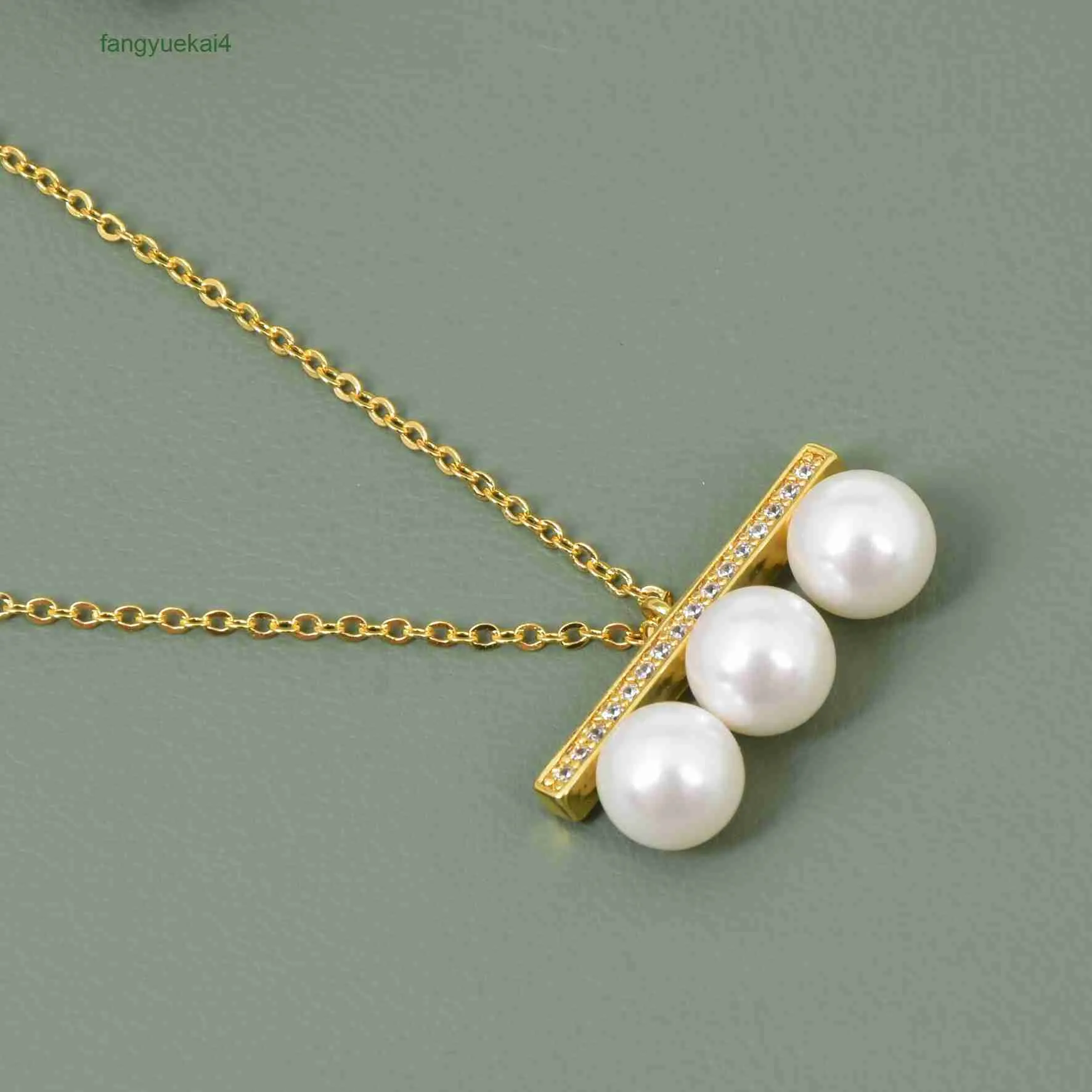 925 silver necklace shi jia pearl metal necklace color preservation electroplating t jia balance wood micro inlaid 5a zircon australian white pearl