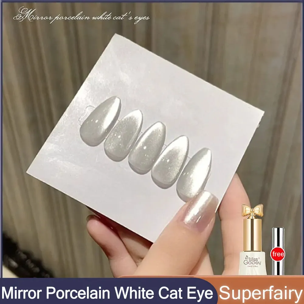 Nail Gel MISSGOOEY Mirror Porcelain White Cat Eye Gel Nail Polish 10ml Super Flash Chameleon Magnetic Gel Nail Art Gel For Nail Salon 231218