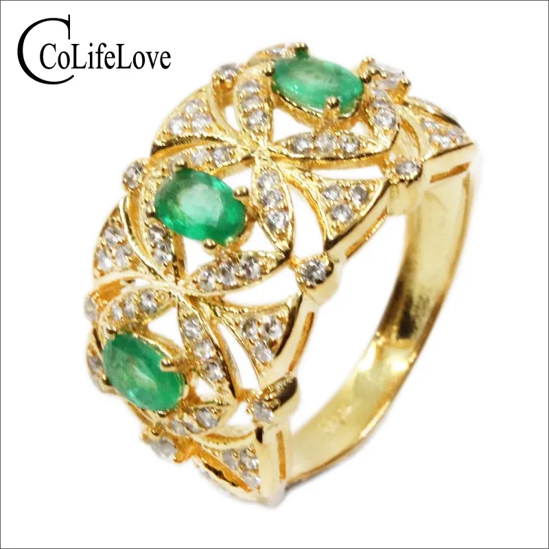 Vintage Emerald Ring Natural Si Grade Kenya Emerald Silver Ring Solid 925 Sterling Silver Emerald Ring Romantic Gift For Wife