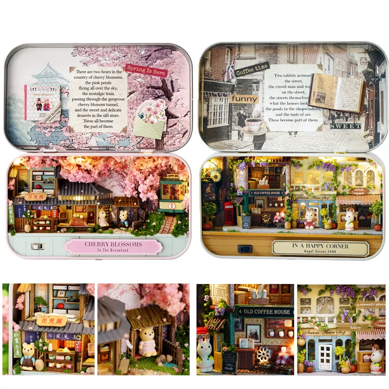 Poppenhuis accessoires CuteBee Box Theatre Diy Dollhouse Furniture Miniatuur Toy Diiy Miniatures Doll House Kit Casa Toys For Children Birthday Gift 230424