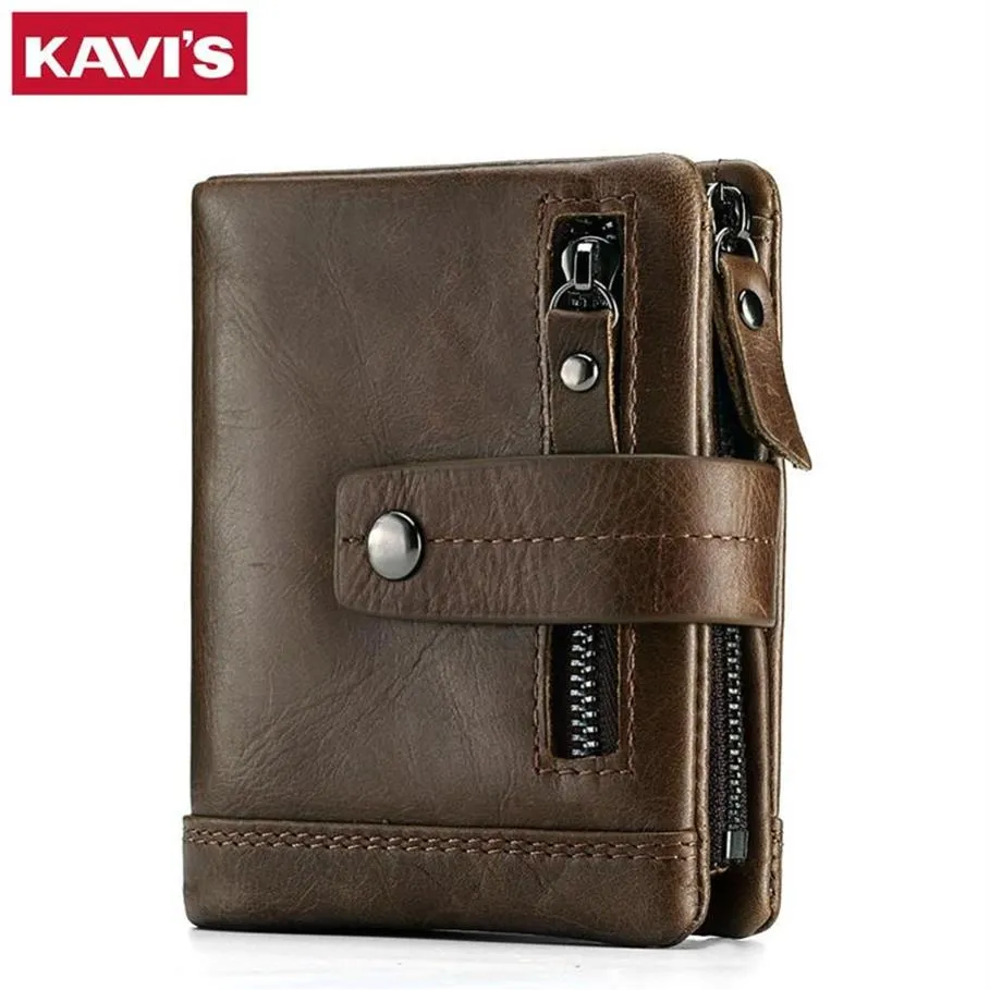 Kavis Echte lederen portemonnee mannen munt portemonnee mannelijk cuzdan portfolio man portomonee kleine mini rfid walet pocket pocket mode man vallet2768