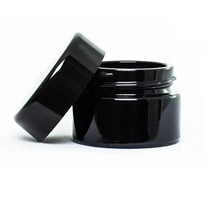 UV bottles Protection Full Black 5ml Glass Cream Jars Bottle Wax Dab Dry Herb Concentrate Container