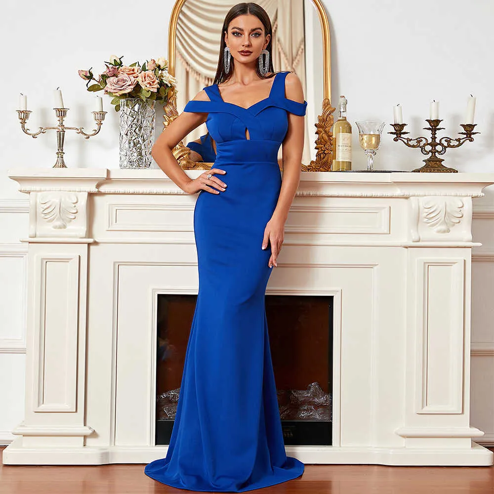 Prom DressesU-neck Sleevel Temperament Slim Fit Long Solid Color Banquet Bridmaid Dresses Evening Dresses Women