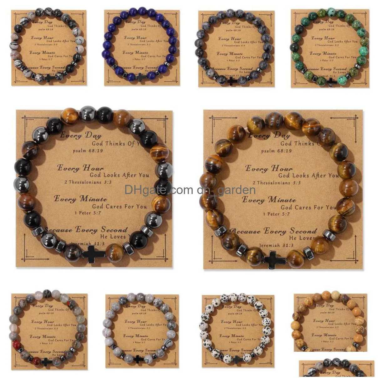 Kalikowate kamienne kamieniem tygrysy Kulki Eye Hematit Bransoleta MES Karta Kraft Paper Jewelry Nce Reiki Buddha Modlitwa Yoga For D Dhgarden Dh7pf