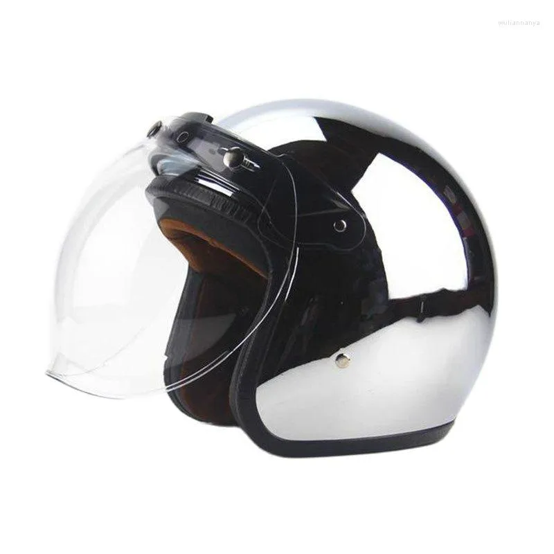 Capacetes de motocicleta Moda personalizada Chrome Cascos Capacette 3/4 Open Face Vintage Scooter Jet