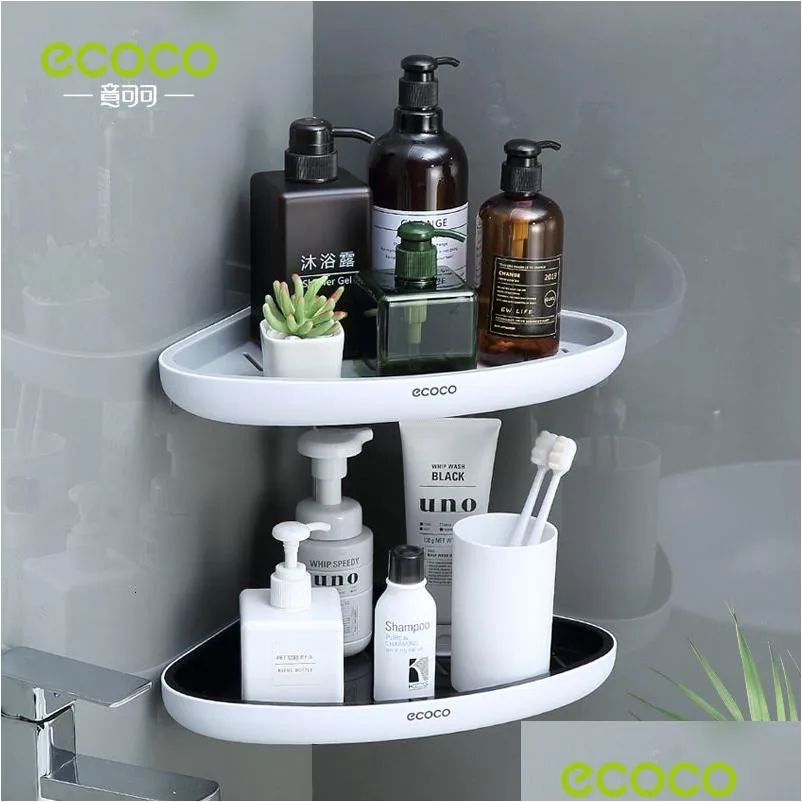 Mensole da bagno Shees da bagno Ecoco Triangar Mensola ad angolo Scaffale da parete per lozioni Organizzatore da cucina per accessori Drop De Dh1Zj