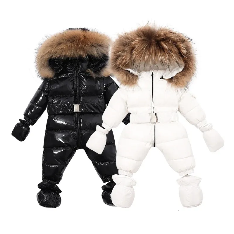 Down Coat Clearance sale discount winter baby rompers nature fur waterproof Antifouling fabric filling duck down baby coats 6-24M 231123