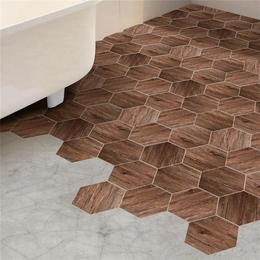 Waterdichte Badkamer Vloerstickers Peel Stick Zelfklevende Vloertegels Keuken Woonkamer Decor Antislip Hexagon Decals2166