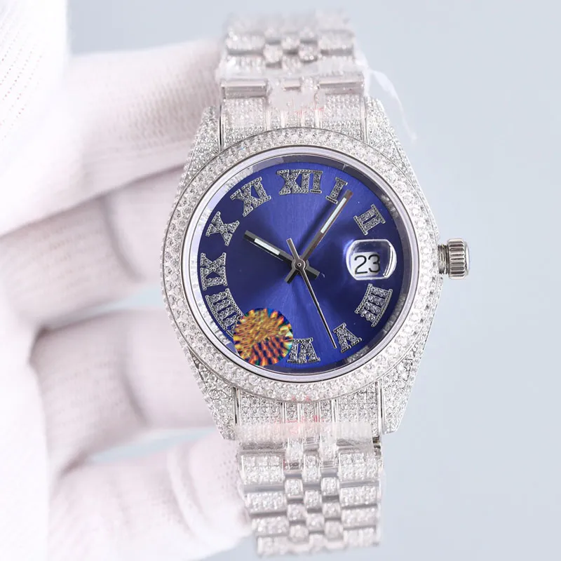 Diamentowe zegarki Męskie automatyczne zegarki mechaniczne 41 mm Srebrny pasek ze stali nierdzewnej dla mężczyzn Wodoodporna ręka na rękę Montre de Luxe Bransoletka biznesowa