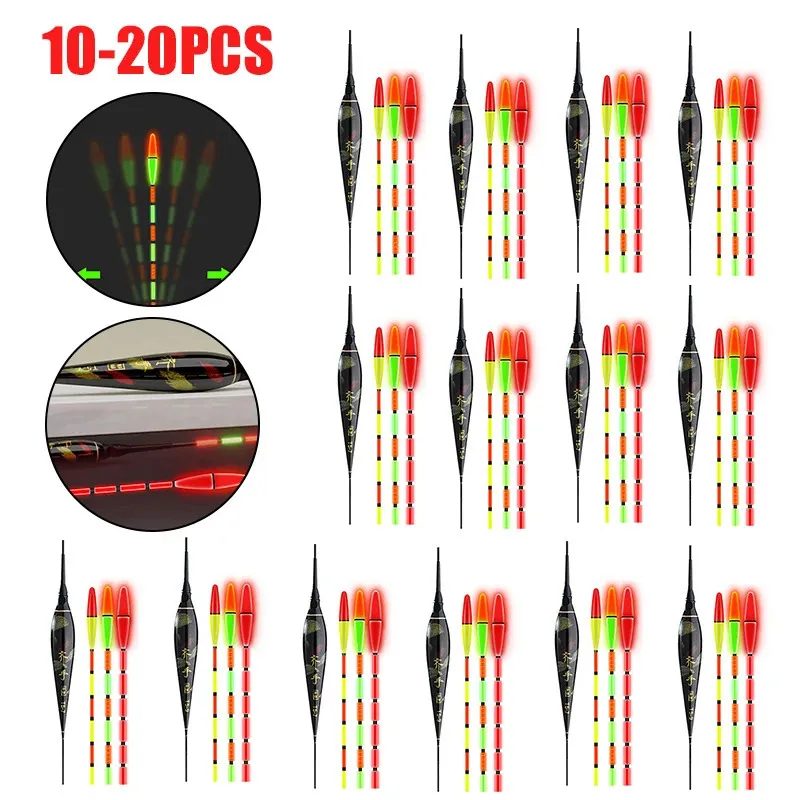 Fishing Accessories 10pcs Electronic Smart Fishing Floats Delicate Painting Pattern Bite Reminder Alarm Thickening Luminous Float Fresh Water Buoy 231123