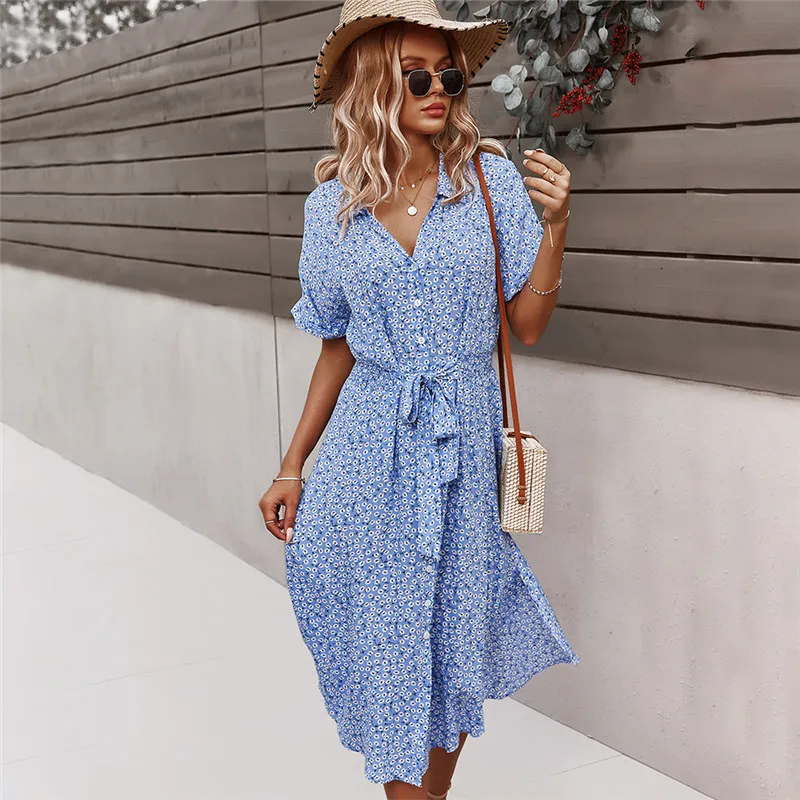 Casual Dresses Women Floral Summer Midi Dress With... From Kong04, $11.21  In Bulk
