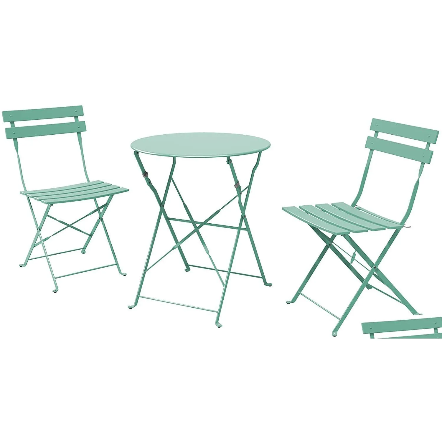 Set da giardino Sr Steel Patio Bistro Set Mobili da esterno pieghevoli 3 pezzi di tavolo e sedie pieghevoli Aron Blue Drop Delivery Home Dh95A