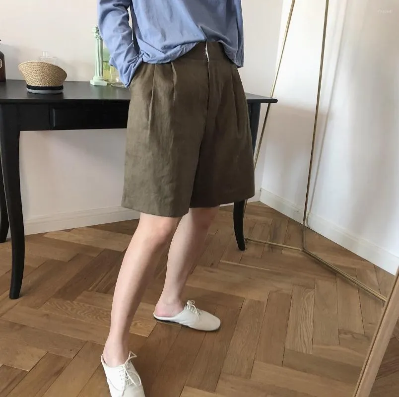 Calça feminina shorts femininos de verão alta cintura harajuku terno de perna larga moda moda linho casual confortável roupas estéticas de roupas