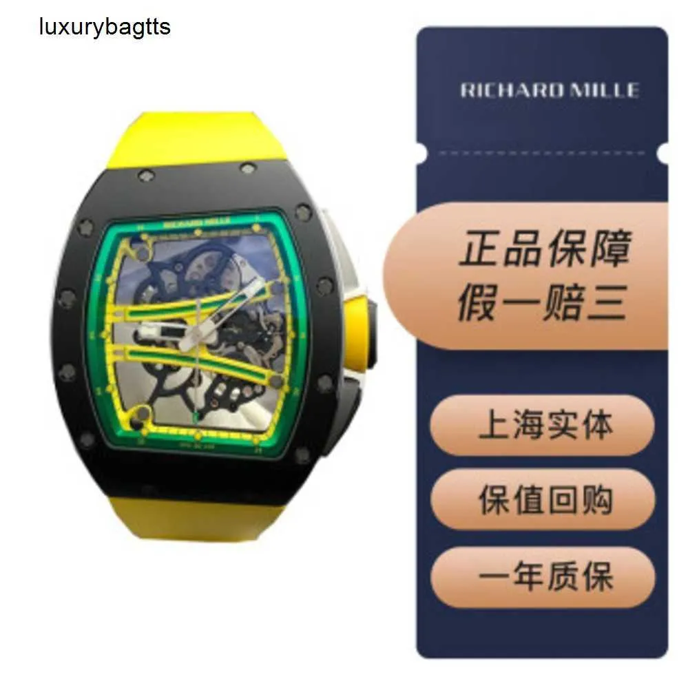 Richardmill Watch İsviçre Otomatik İzle Richar Miller RM6101 Yeşil Track Siyah Seramik Tam İçi Boş Kadro Şeffaf Alt Manuel Mekanik Saat Erkekler için 18