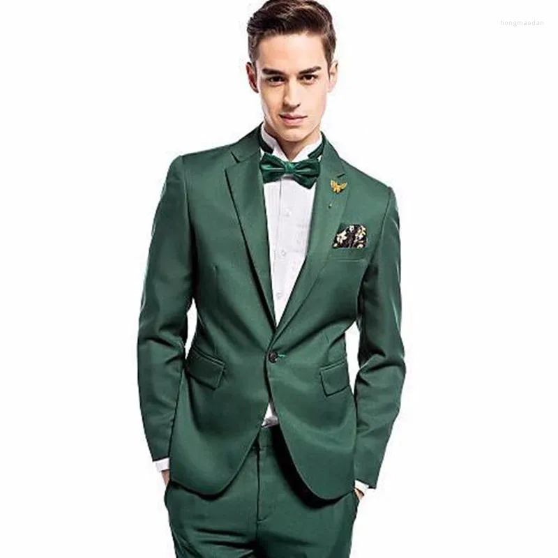 Męskie garnitury zielone klapy jeden przycisk TERNO MASCULINO (BANT JUSZCZANA BOWTIE) 2024 2 sztuki Kostium mody Homme Plus Size Men Tuxedos