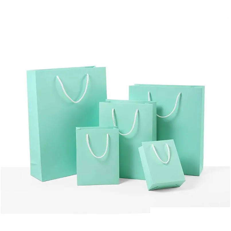 Gift Wrap 11 Size High Quality Blue Kraft Paper Bag With Handle Party Favor Bags Lx0698 Drop Delivery Home Garden Festive Su Dhsev