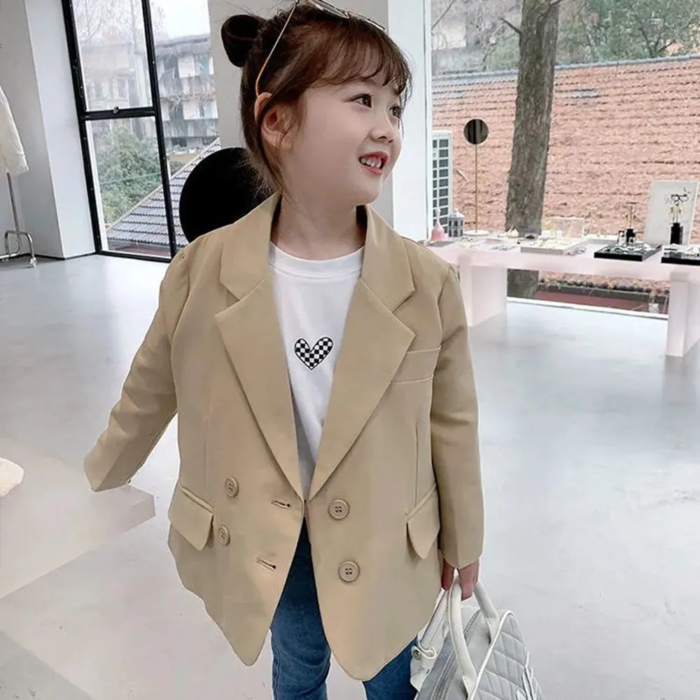 Suits 3 12 Years Girls Suit Solid Casual Button Blazer Spring Kids