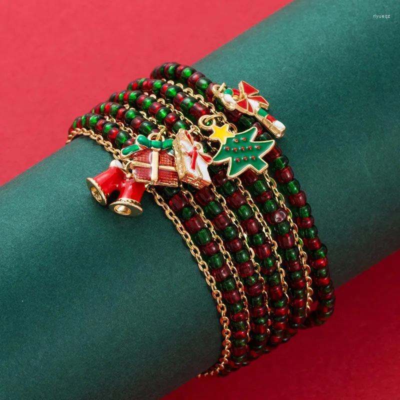 Link Bracelets Fashion Christmas Bracelet For Women Tree Gift Box Socks Cane Beaded Offers